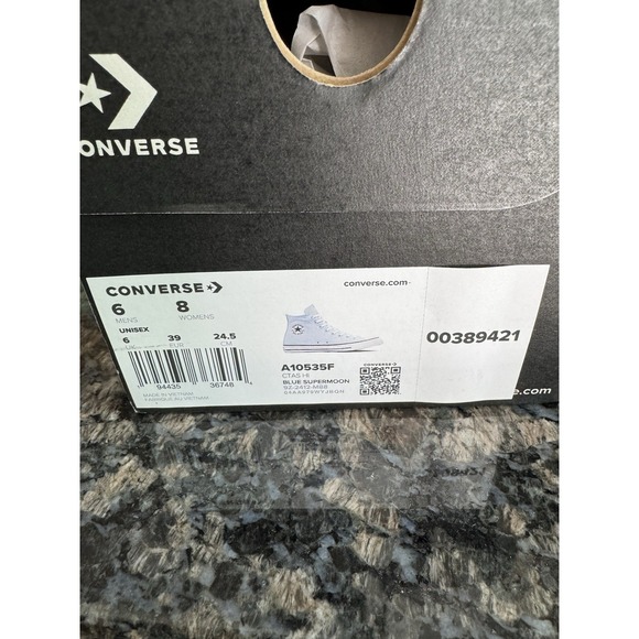 Converse CTAS  Hi Top Sneakers Blue Super Moon Size Men 6 Lady 8 Shoes. NWB - Picture 7 of 7